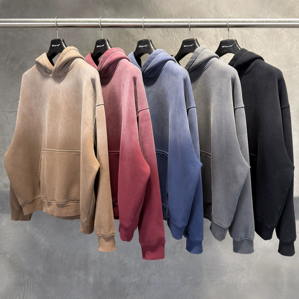 Oversized Gradient Washed Fleece Hoodie